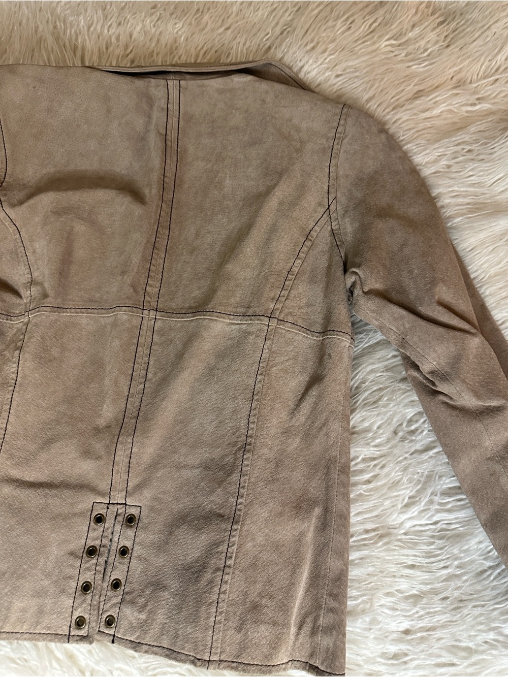 Vintage Wilsons Leather Maxima Taupe Suede Zip-Front Jacket - Picture 6 of 6